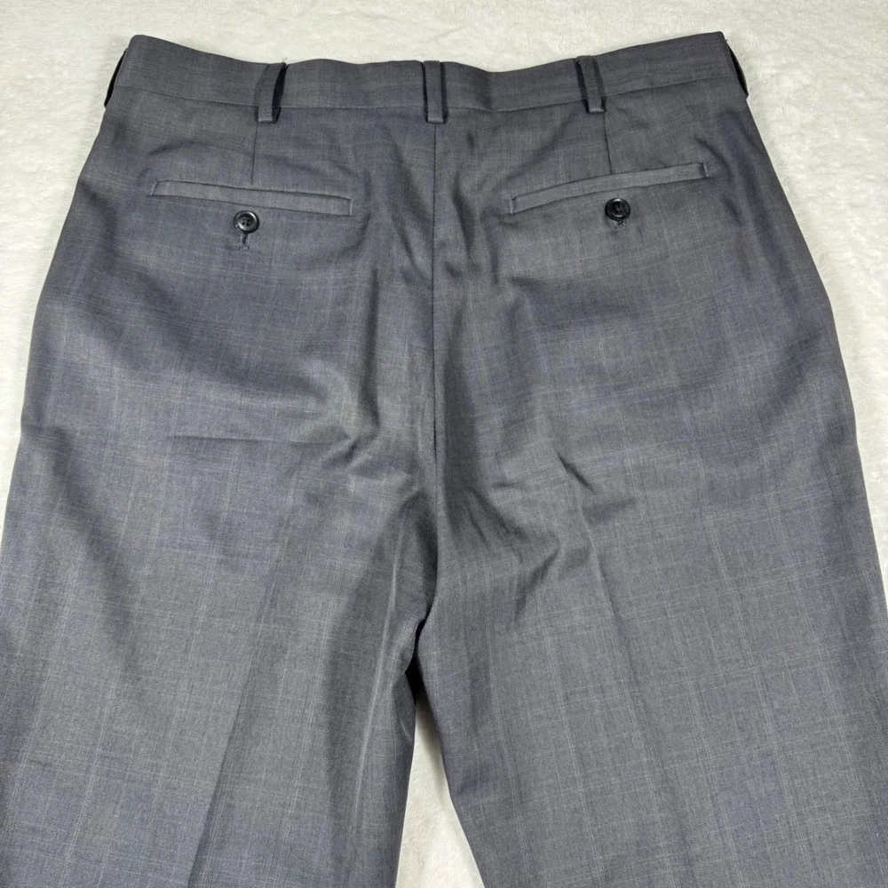 Perry Ellis Portfolio Men's 34x32 Gray Glen Dress Pants Flat Front Business Suit